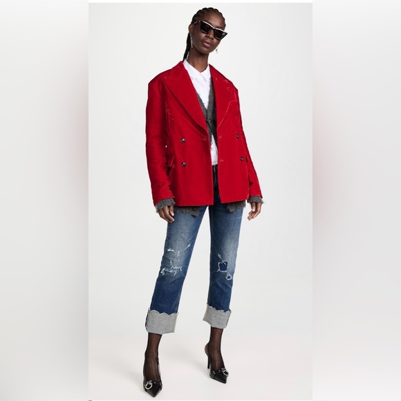R13 Jackets & Blazers - R13 DB Peak Lapel Ragged Blazer, Red Velvet